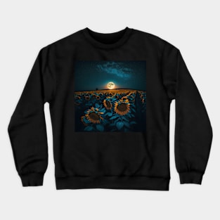 Sunflowers Moon Landscape Crewneck Sweatshirt